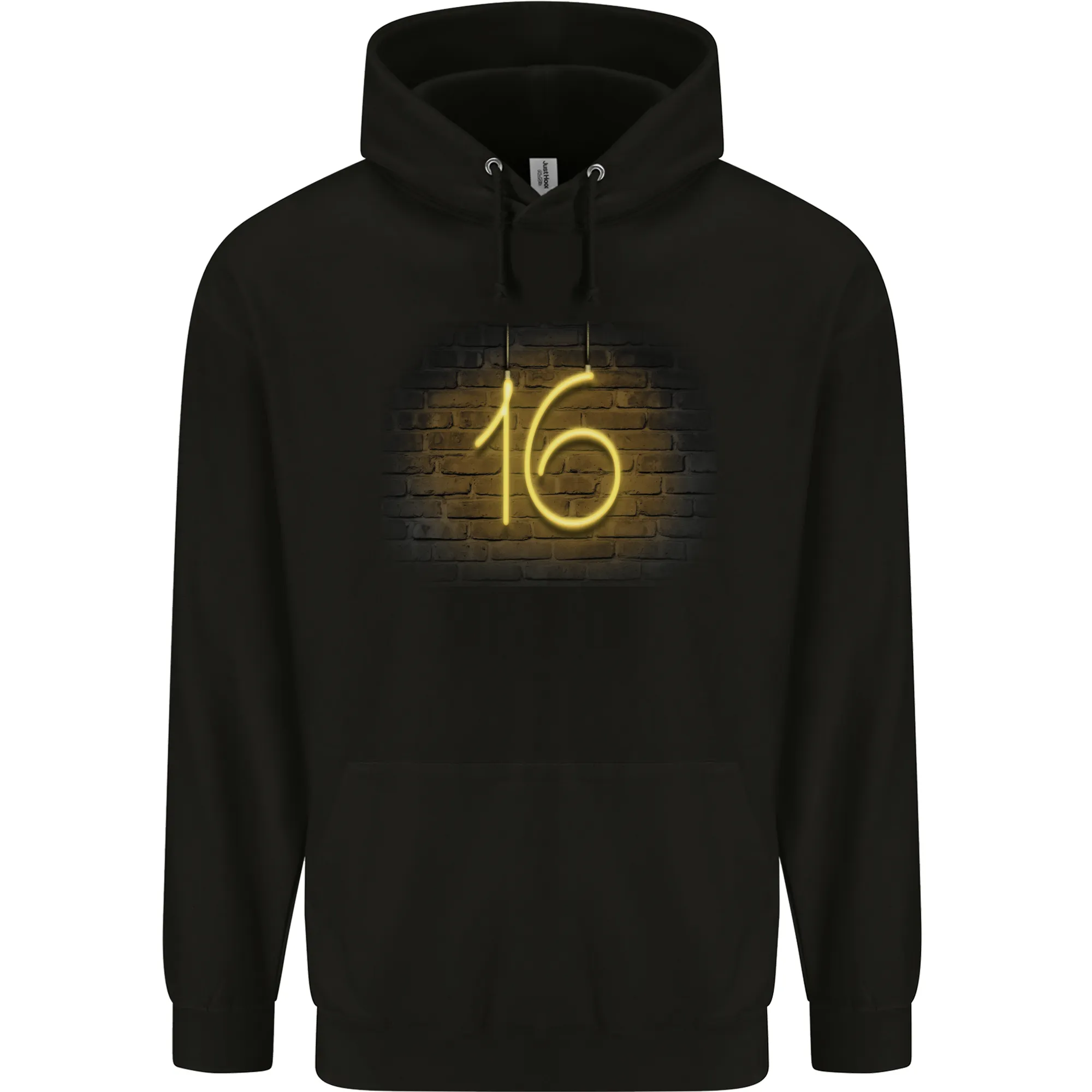 16th Birthday Neon Lights 16 Year Old Mens 80% Cotton Hoodie