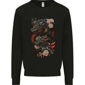 2 Chinese Dragons Fantasy Mens Sweatshirt Jumper