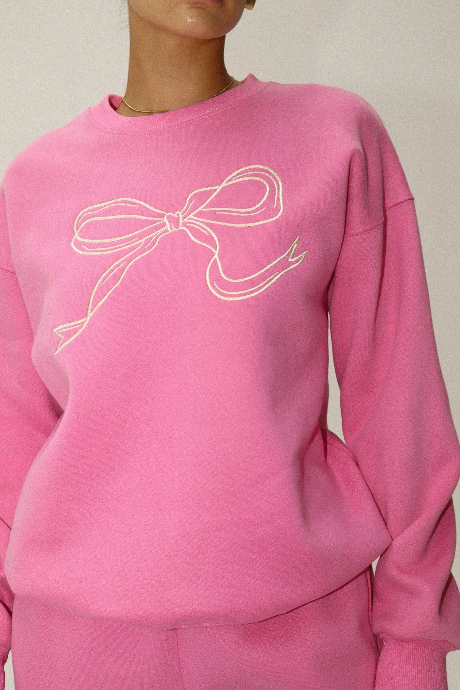 ballet pink/cream embroidered ribbon crewneck sweatshirt (Copy)