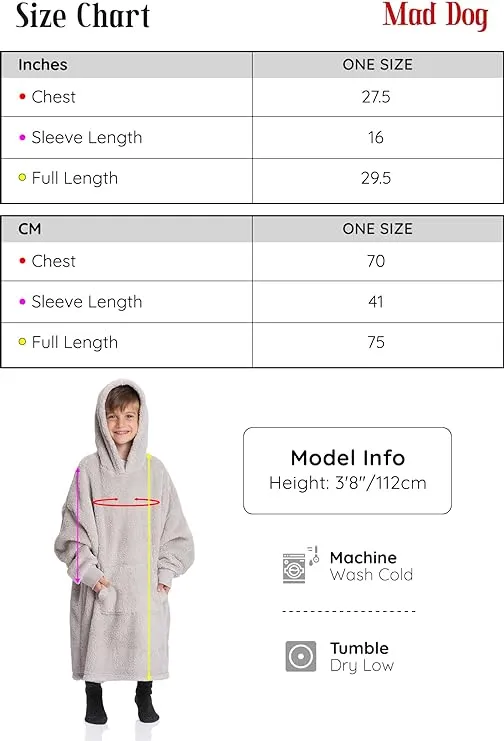 Beige Print Kids Sherpa Hoodie Blanket - Ultimate Coziness for Play, Sleep, and Adventure