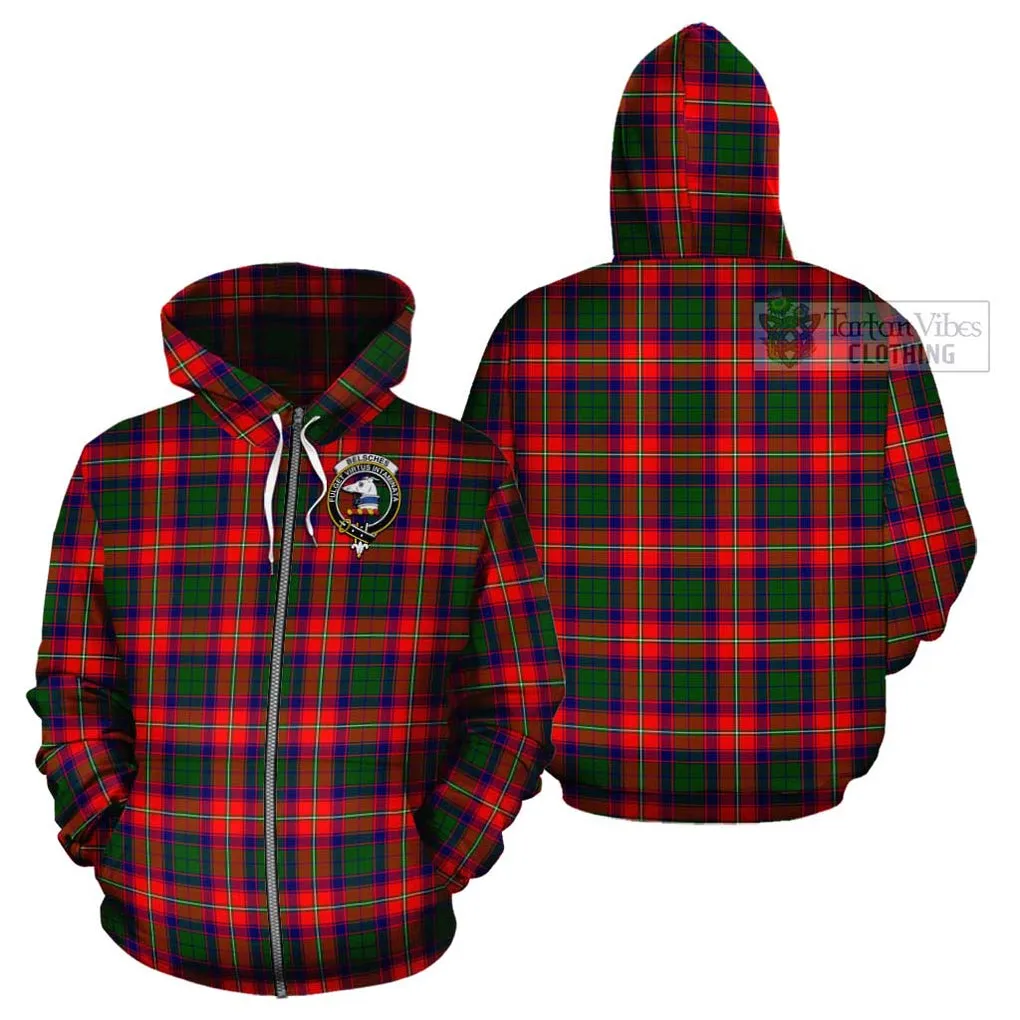 Belsches Tartan Cotton Hoodie with Family Crest