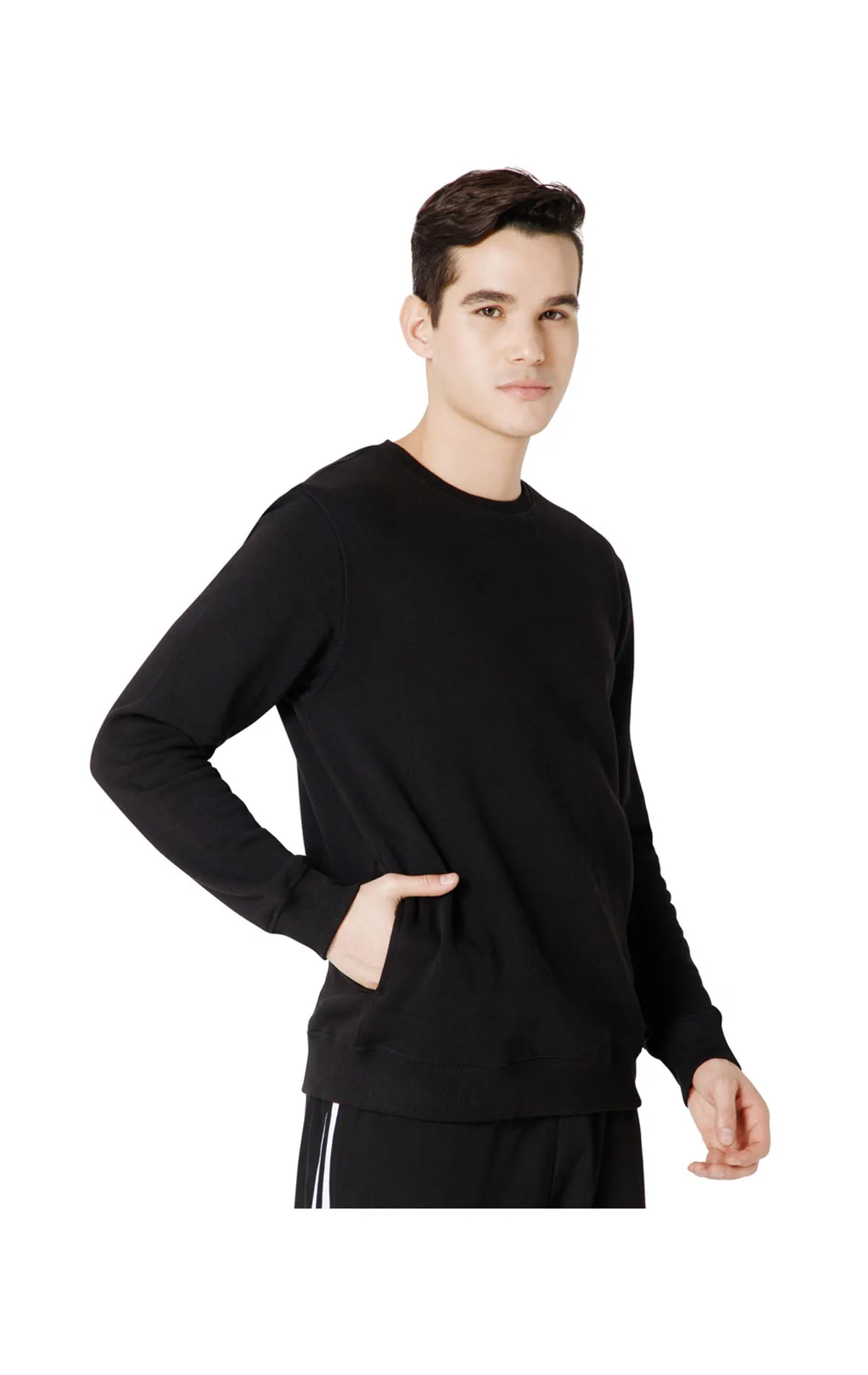 Bodyactive Men Fleece Crew Neck Black Sweatshirt TSM111-BLK