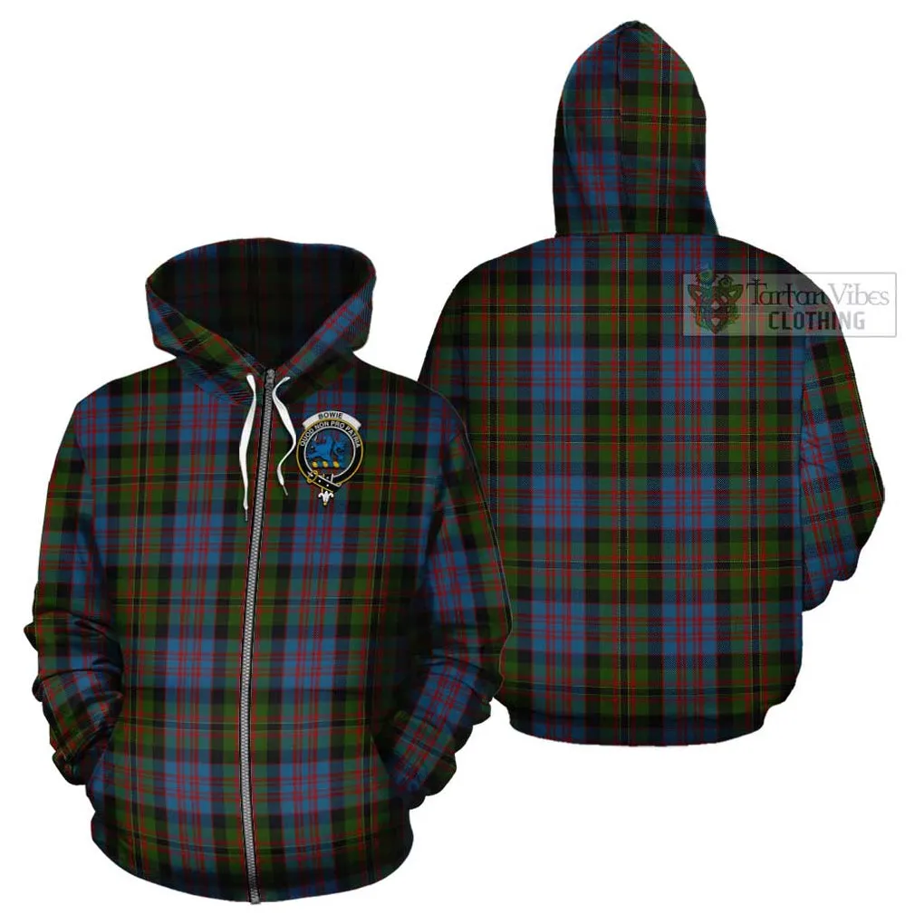 Bowie Tartan Cotton Hoodie with Family Crest