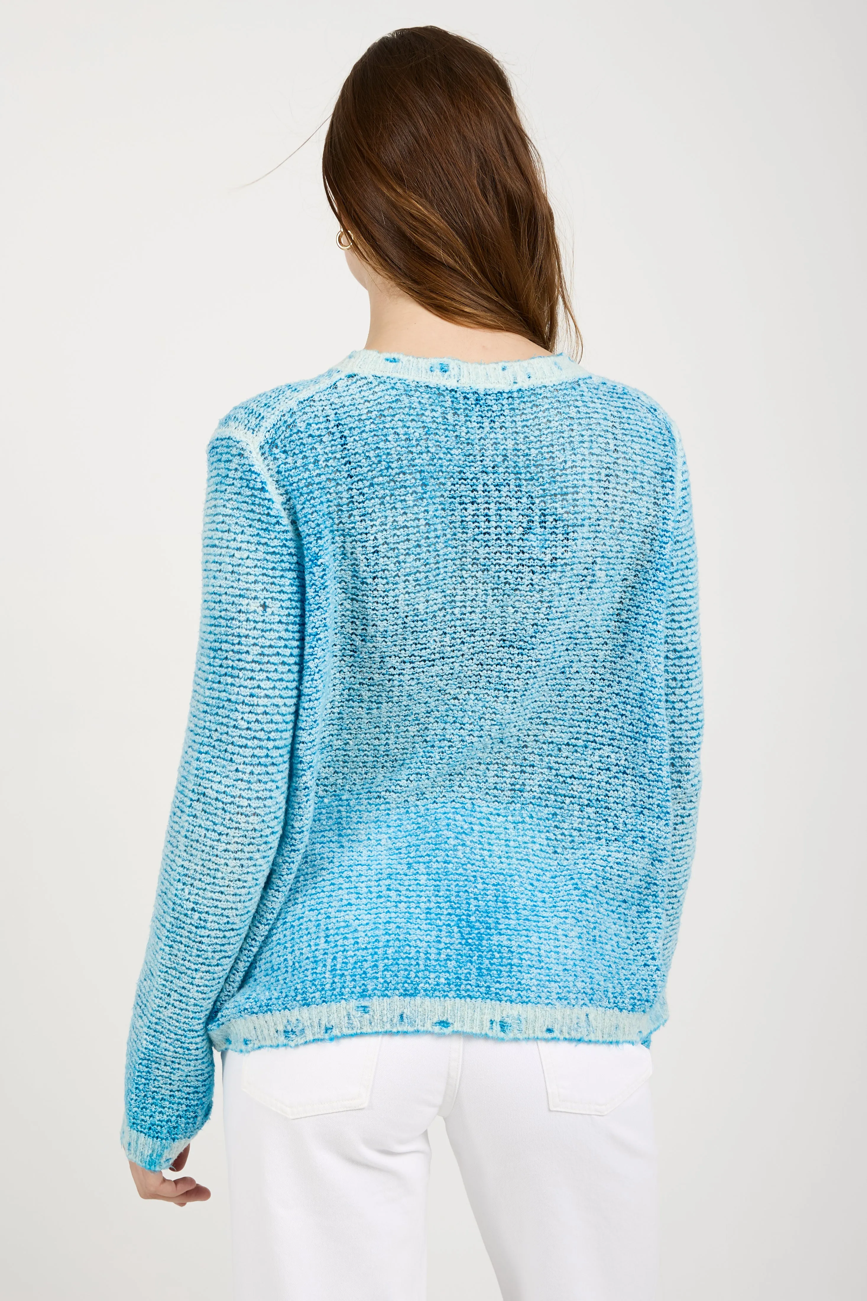 Brushed Cotton Linen Pullover Sweater in Nigella