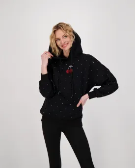 Cherry Diamante Rhinestone Hooded Sweatshirt