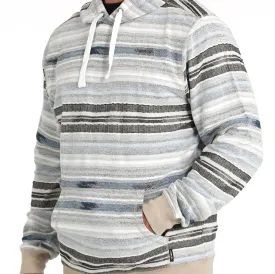 Cinch Men's Striped Lightweight Pullover Hoodie in Gray & Blue