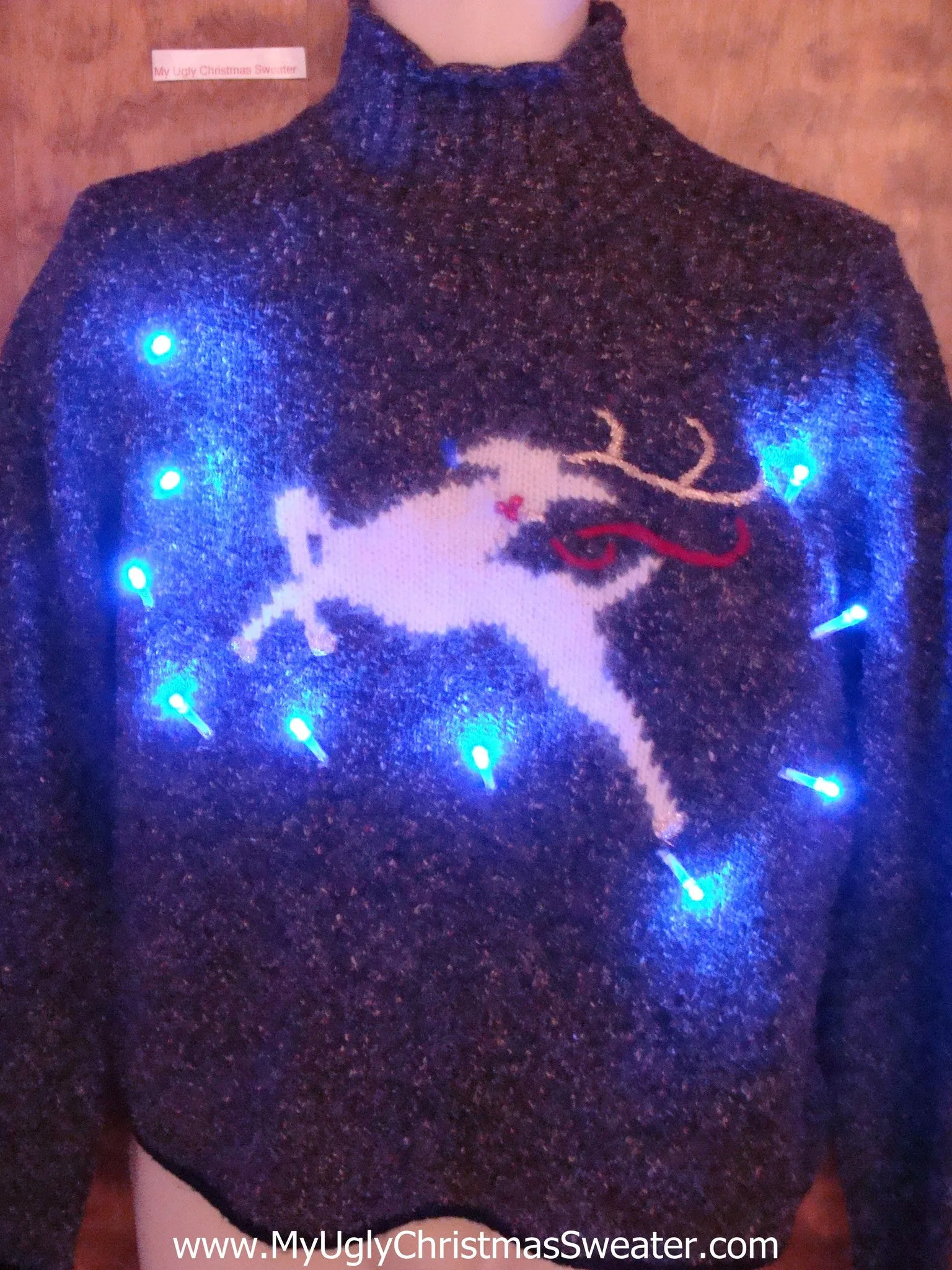 Classic Leaping Reindeer Light Up Ugly Christmas Jumper