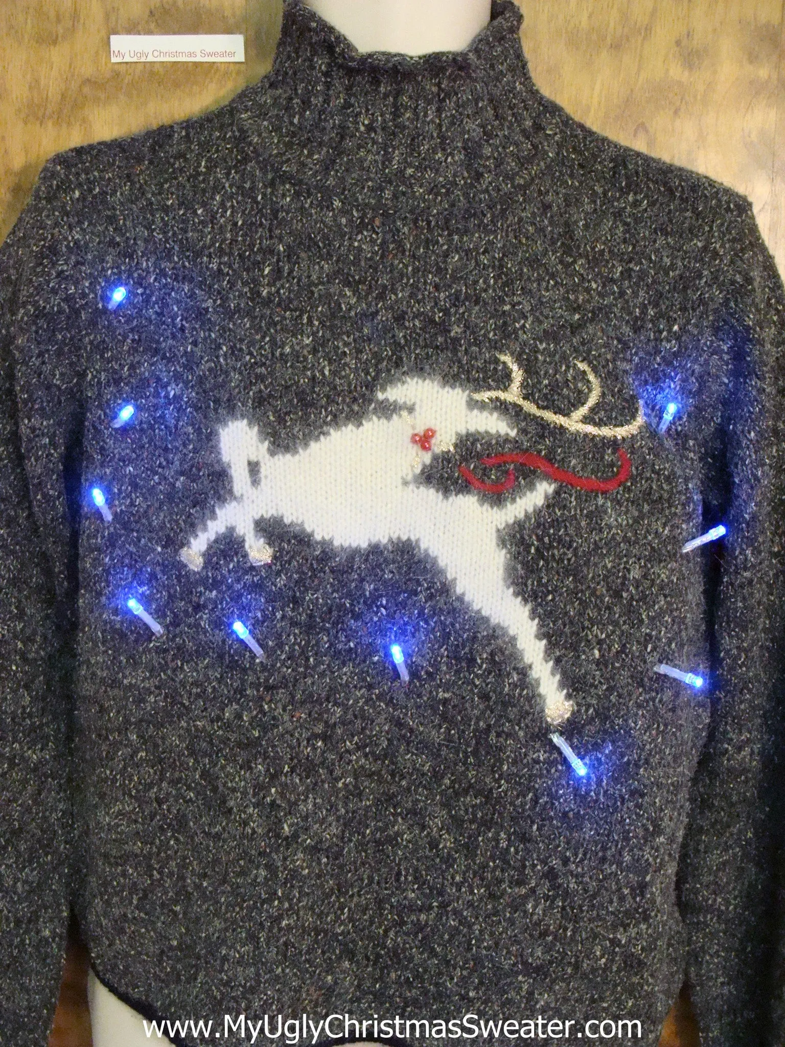 Classic Leaping Reindeer Light Up Ugly Christmas Jumper