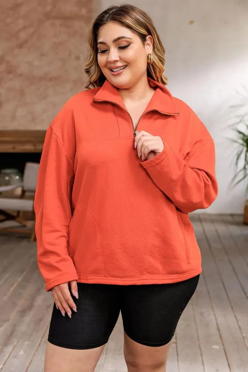 Comfortable Plus Size Orange Sweatshirt for Women - Shop Now