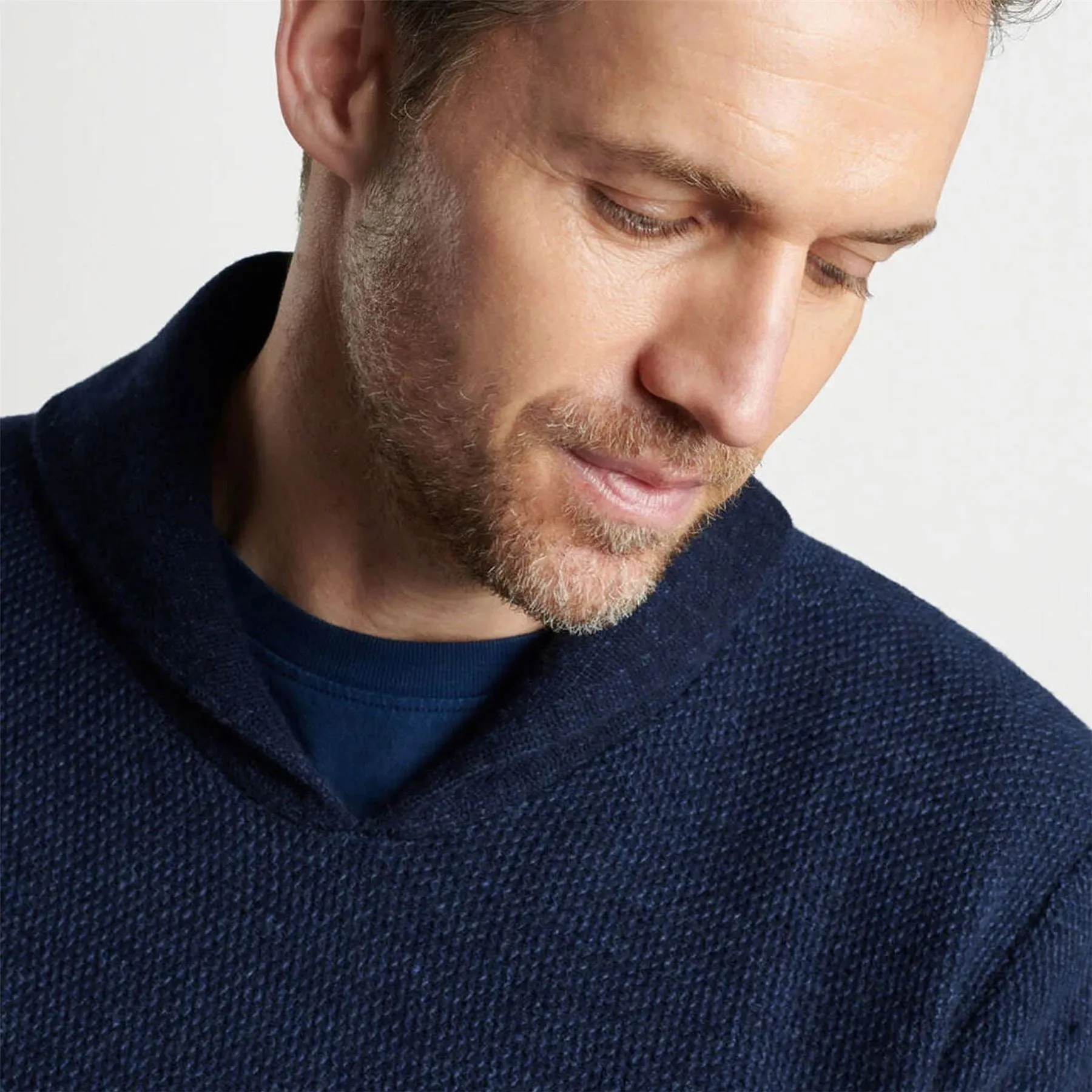 Corbet Shawl Pullover Sweater Navy - AW24