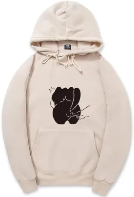 CORIRESHA Funny Cat Long Sleeve Drawstring Kangaroo Pocket Cotton Hoodie Sweatshirt