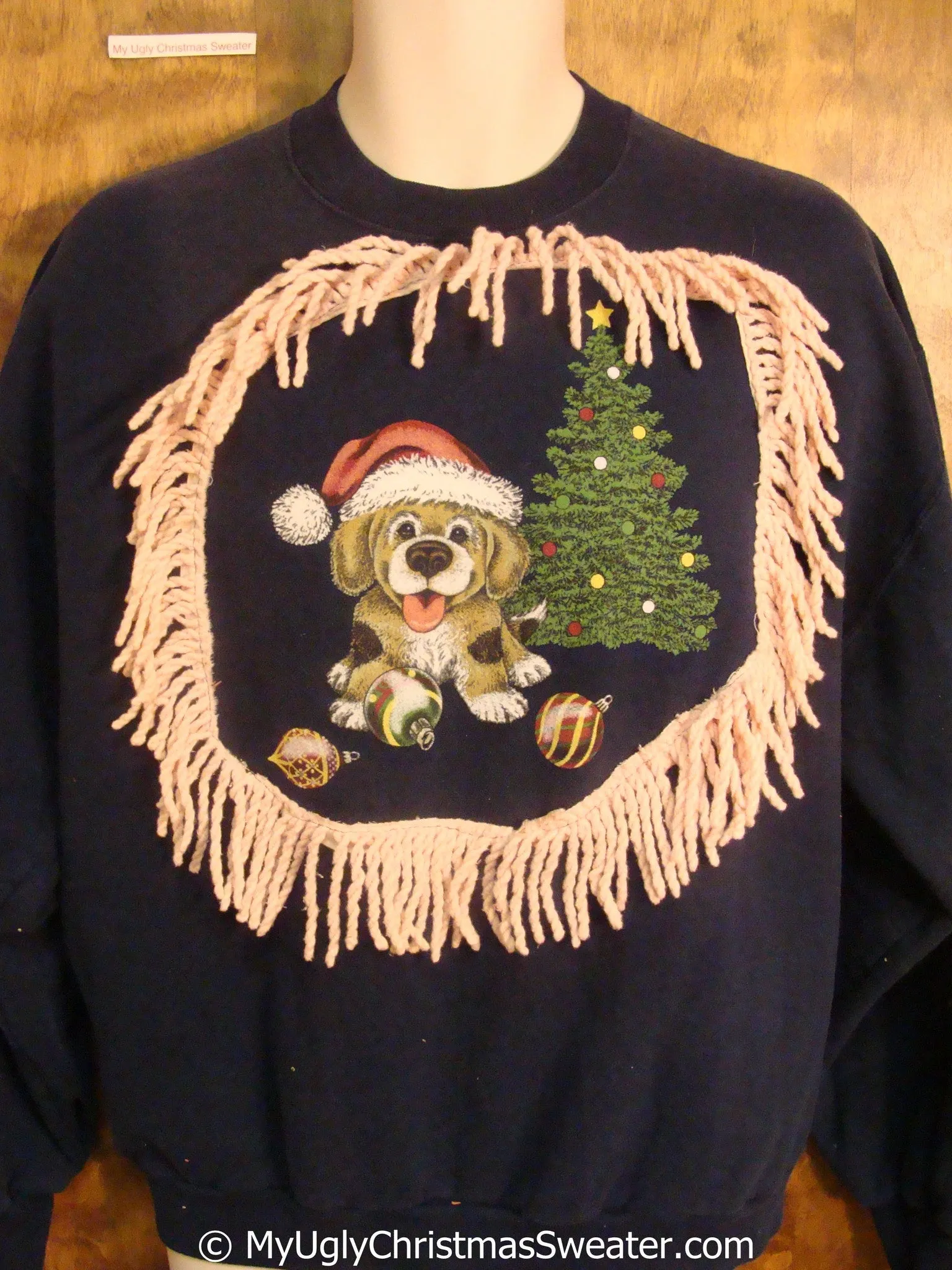 Cute Dog and Tree Tacky Christmas Sweatshirt