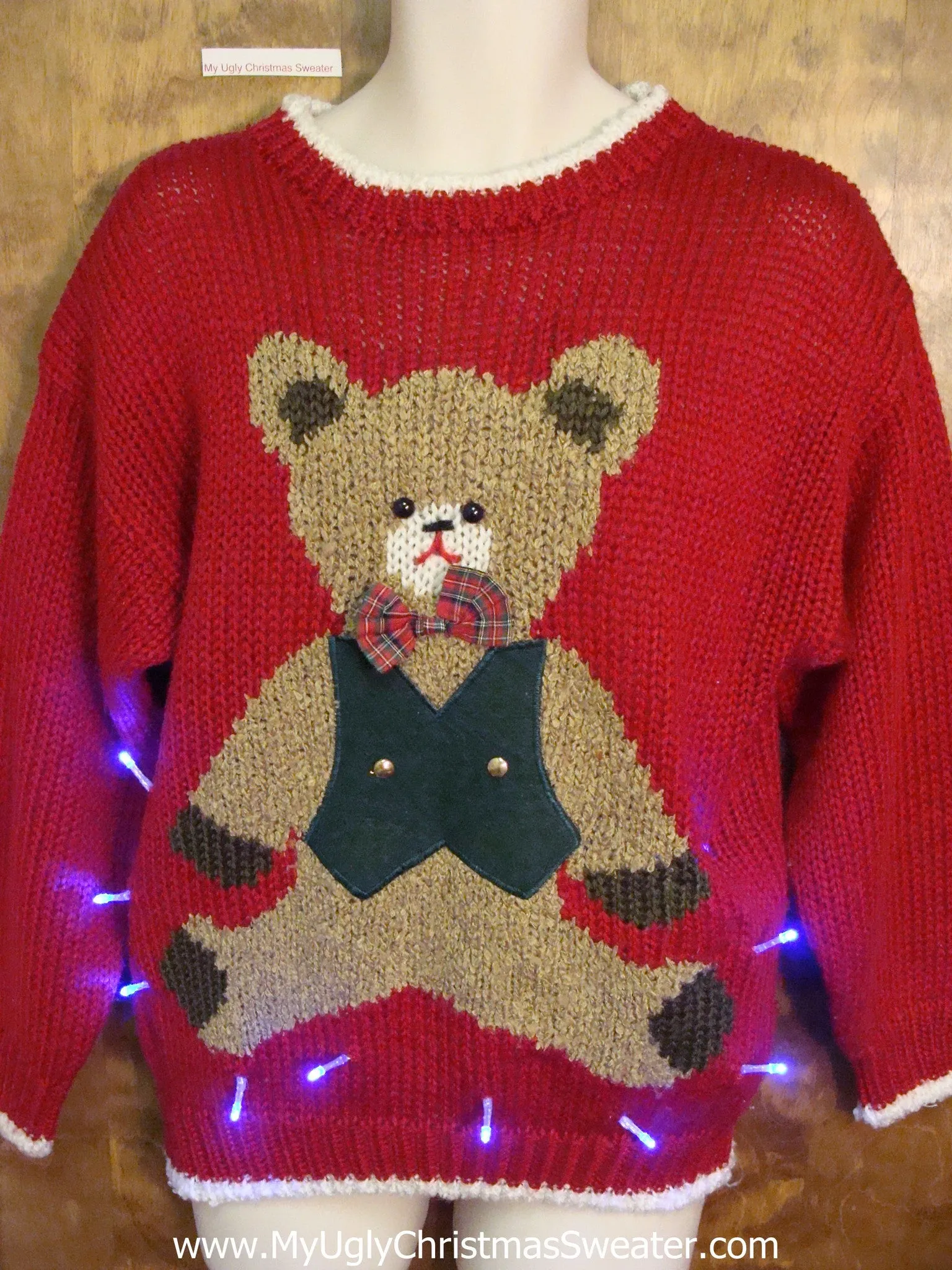 Cute Teddy Bear Ugly Christmas Sweater with Lights