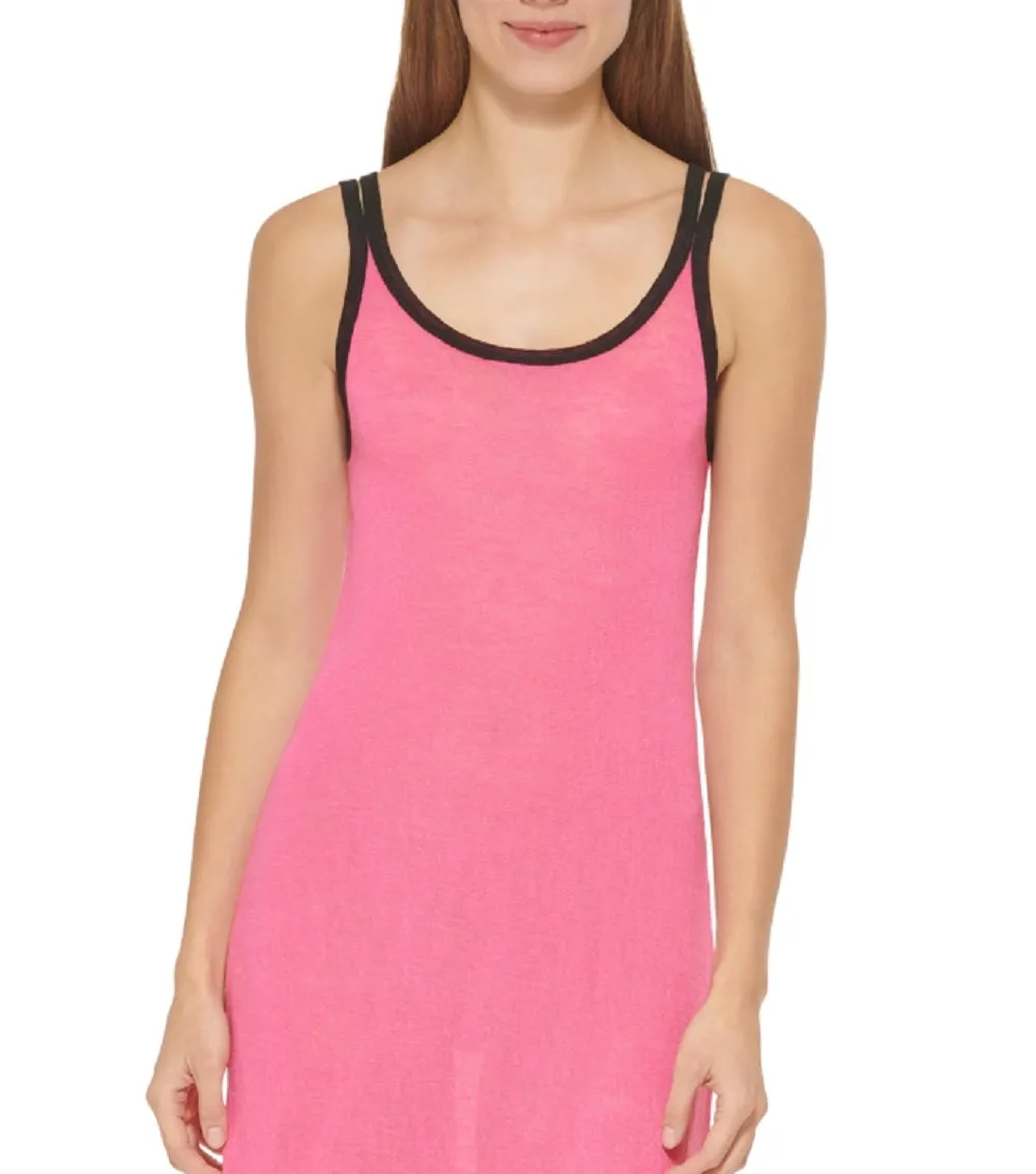 Dkny Women's Double Strap Dress Cover Up Swimsuit Pink