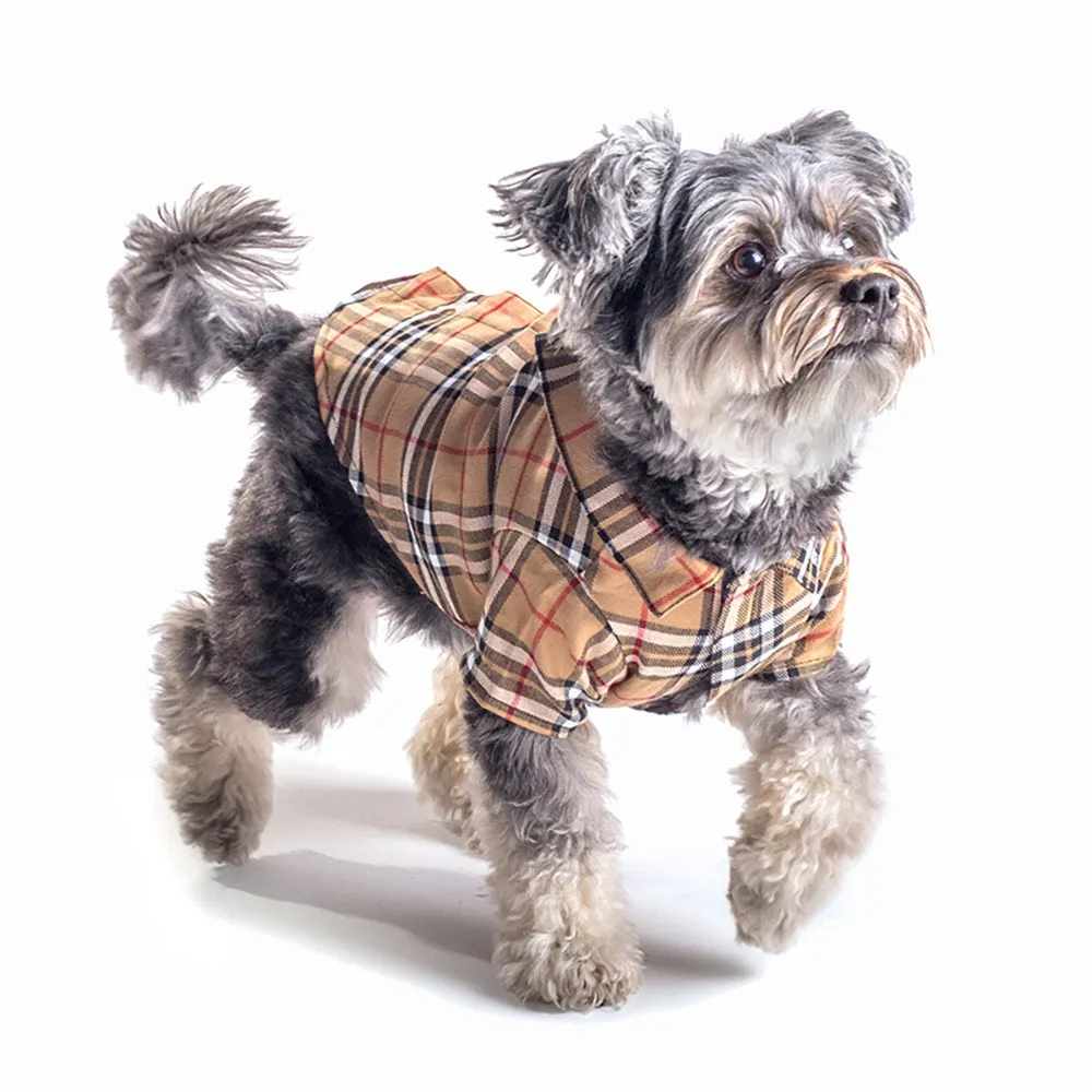 Dog Shirt - Tan Plaid