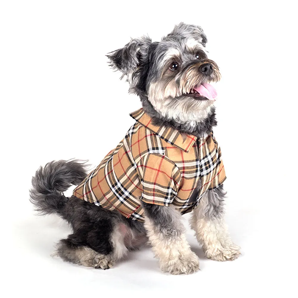 Dog Shirt - Tan Plaid