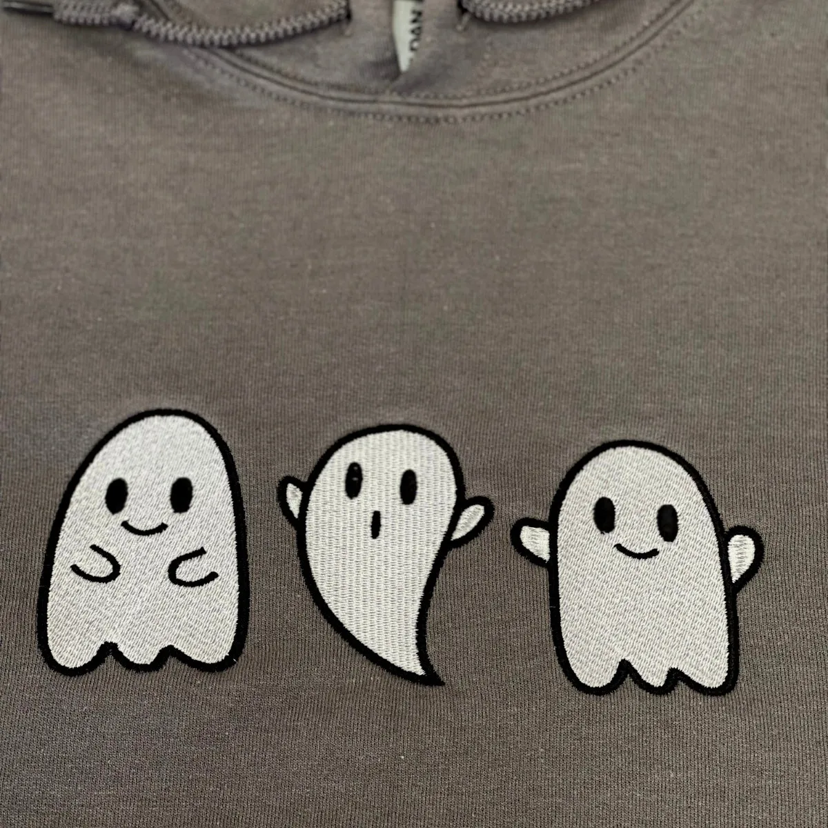 Embroidered Ghost Sweatshirt, Cute Ghost Halloween Fall Crewneck or Hoodie