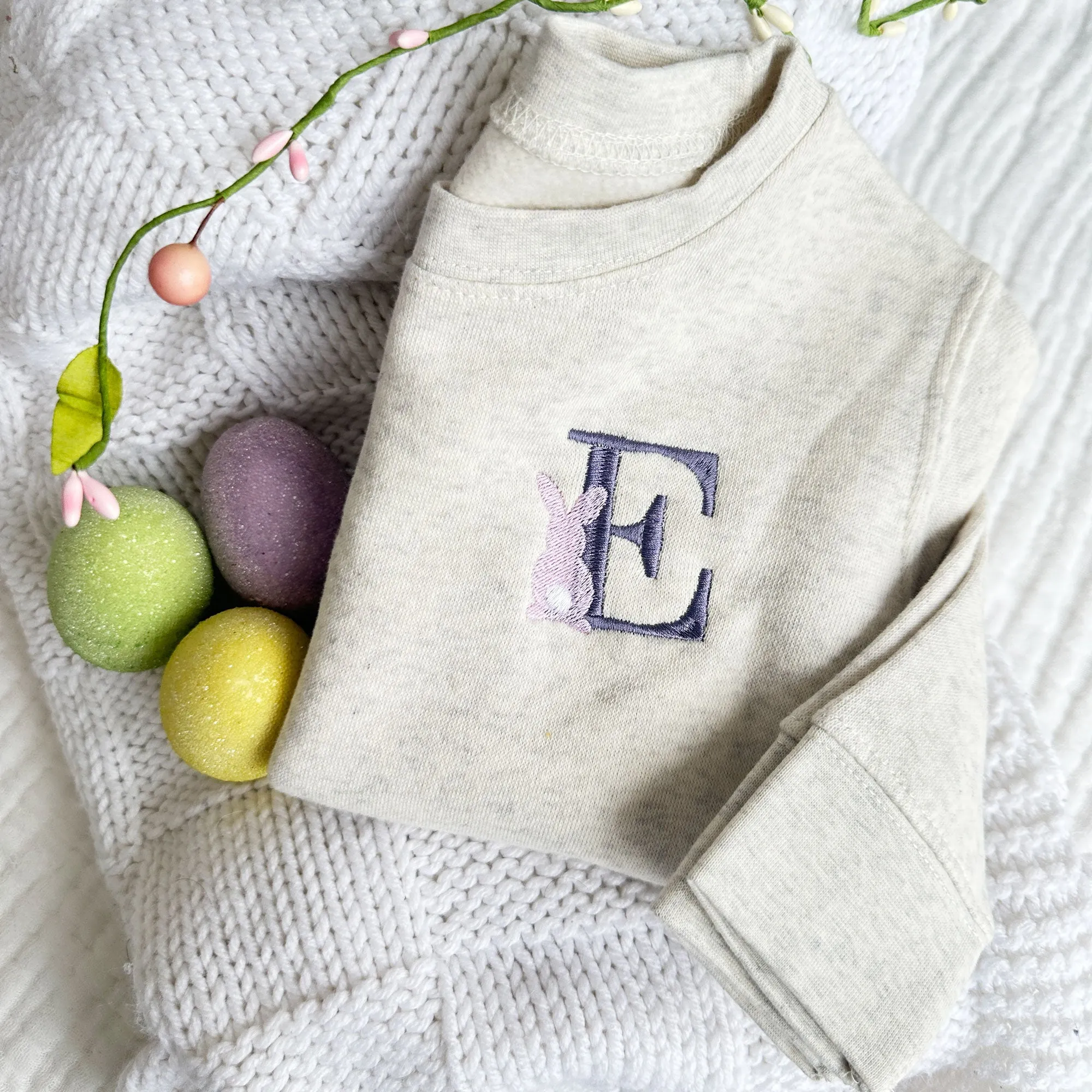 Embroidered Initial and Bunny Toddler Sweatshirt