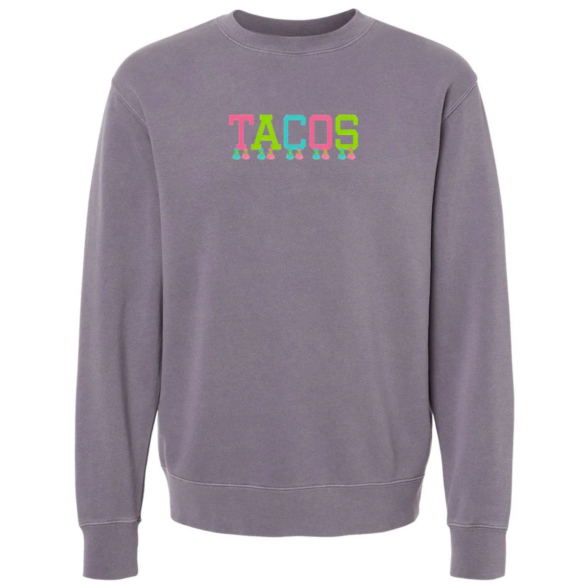 Embroidered Tasseled 'Tacos' Cozy Crew