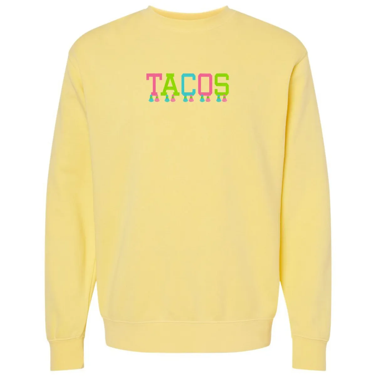 Embroidered Tasseled 'Tacos' Cozy Crew