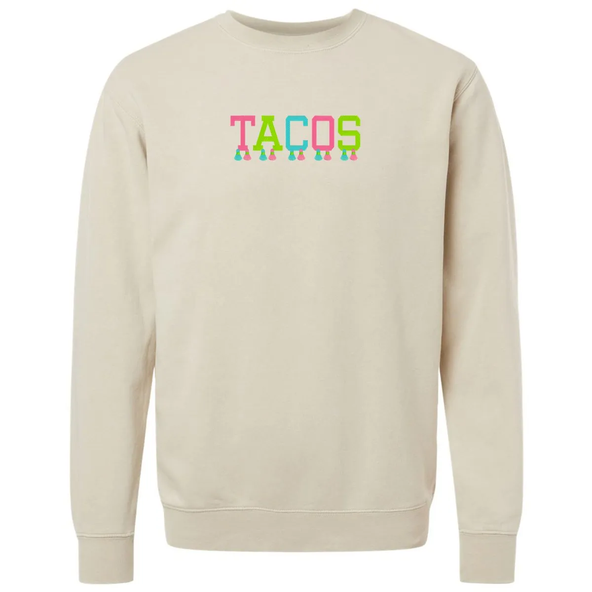 Embroidered Tasseled 'Tacos' Cozy Crew