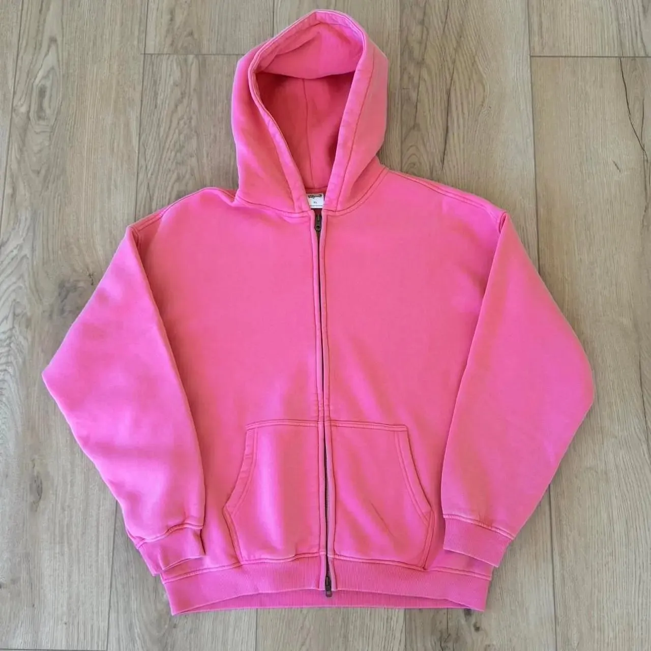 Faded Pink Double Zip Up Hoodie