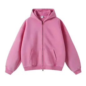 Faded Pink Double Zip Up Hoodie