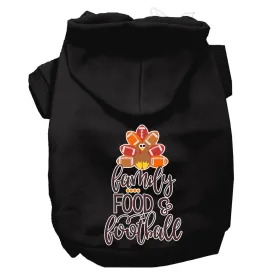 Family, Food, And Football Screen Print Dog Hoodie Black Xxxl