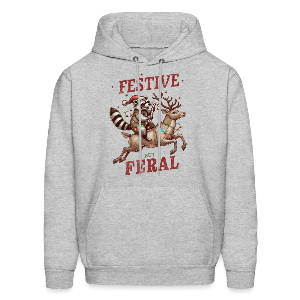 Festive But Feral Raccoon Christmas Hoodie