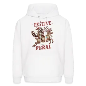 Festive But Feral Raccoon Christmas Hoodie