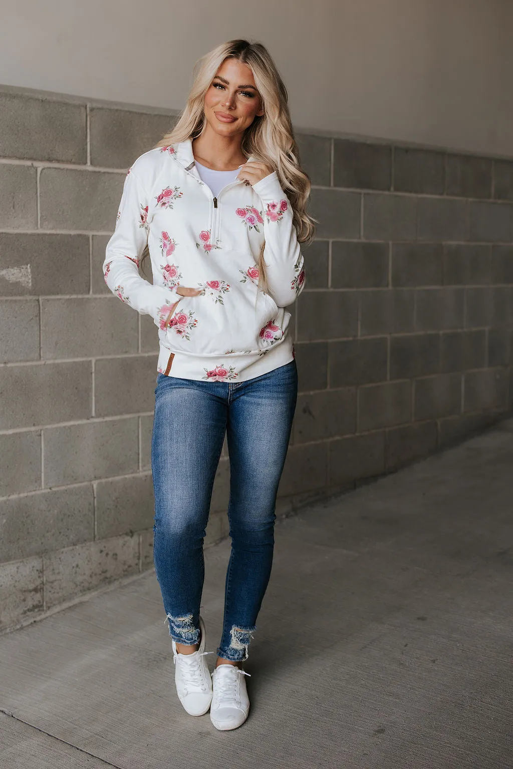 *FINAL SALE* HalfZip Sweatshirt (Garden Bloom)