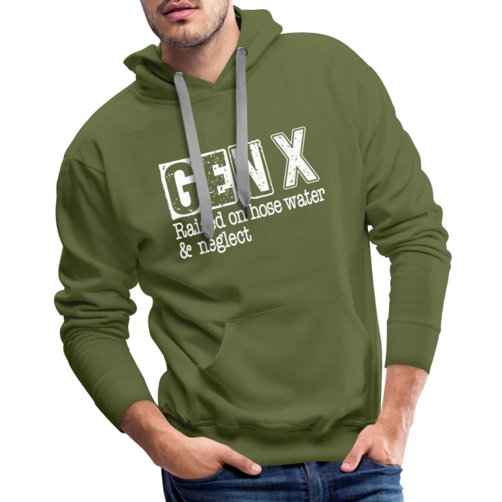 GEN X Men’s Premium Hoodie (Raised on hose water & neglect)