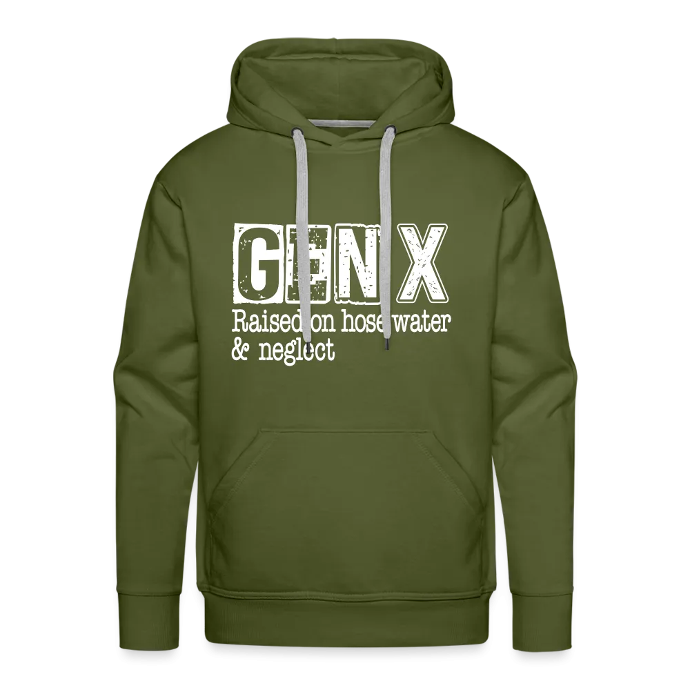 GEN X Men’s Premium Hoodie (Raised on hose water & neglect)