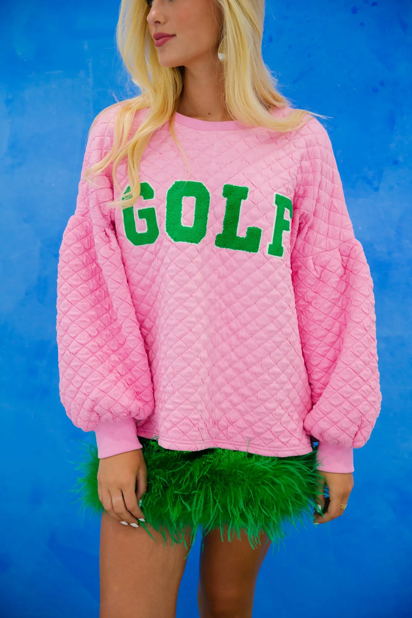 GOLF PINK QUILTED PULLOVER