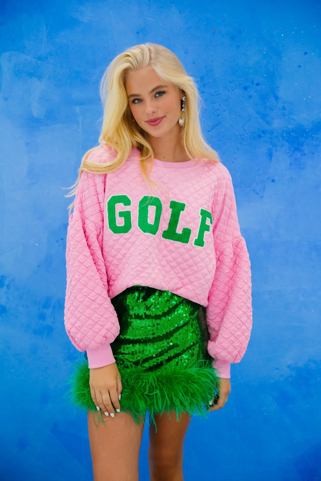 GOLF PINK QUILTED PULLOVER