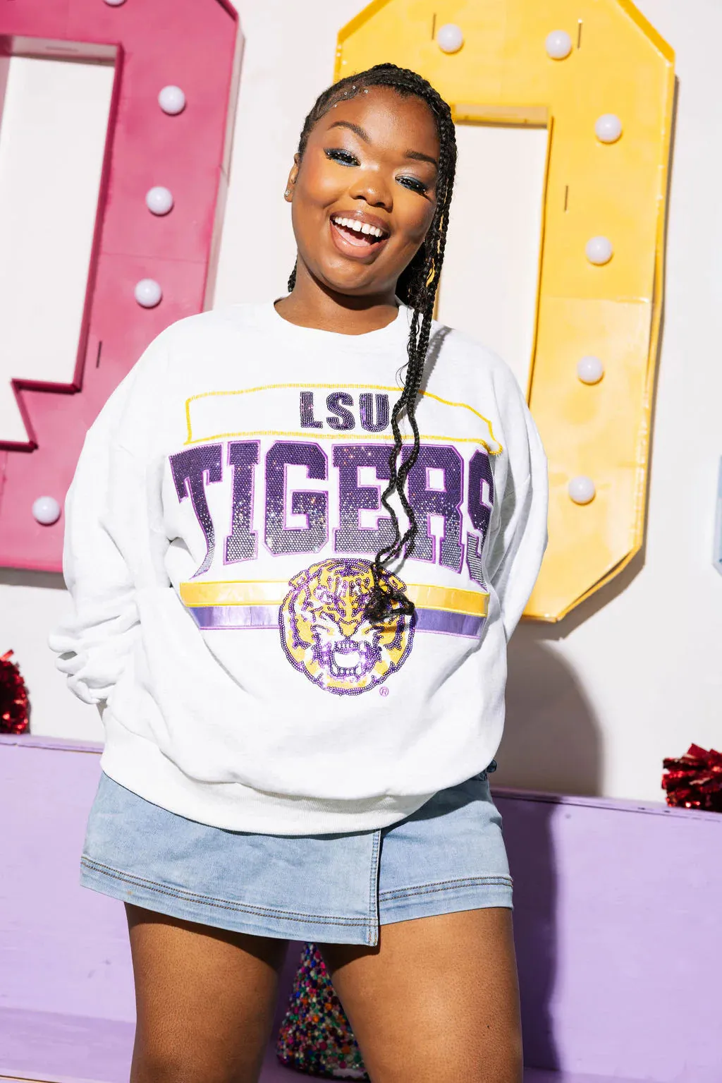 Grey 'LSU Tigers' Vintage Sweatshirt- Women's