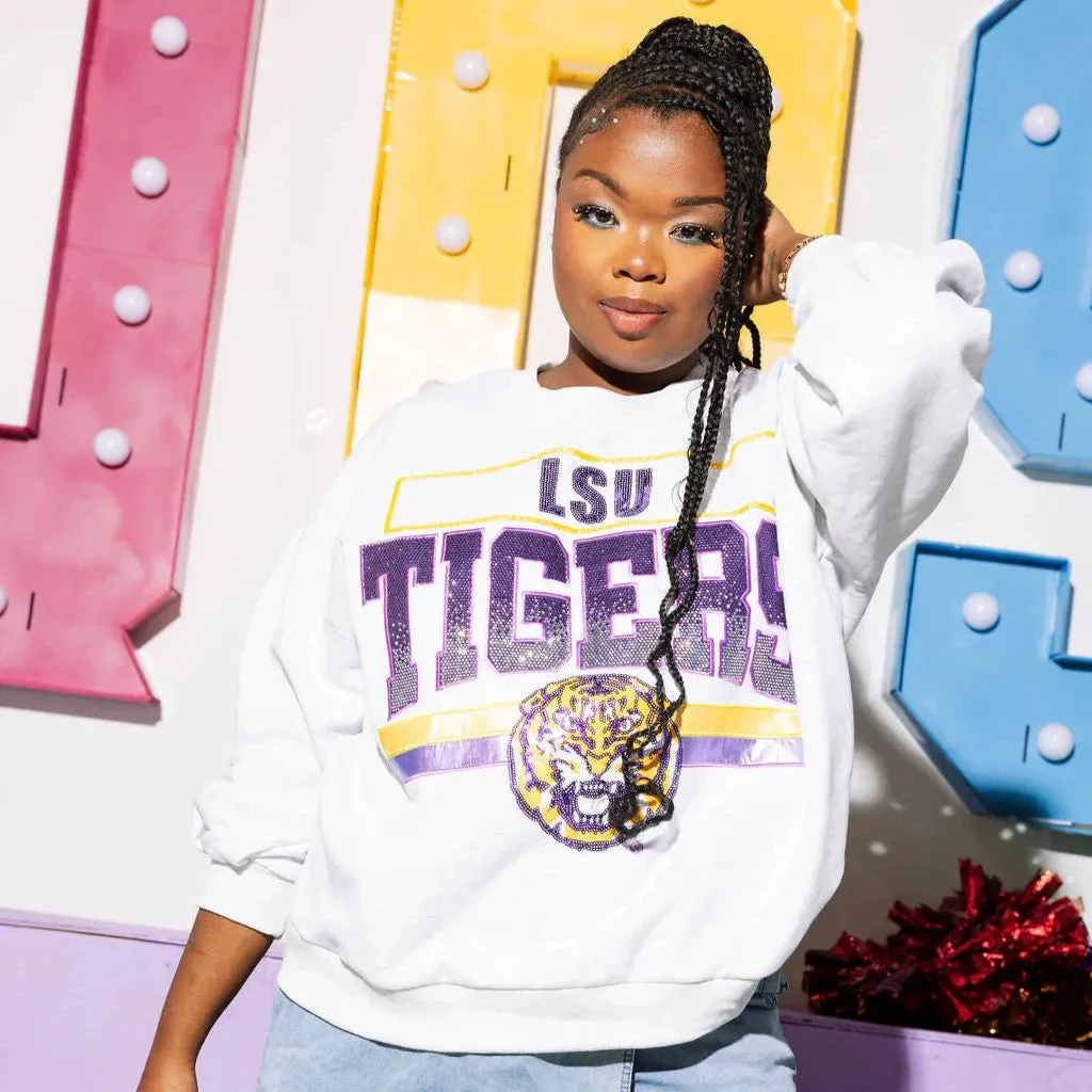 Grey 'LSU Tigers' Vintage Sweatshirt- Women's