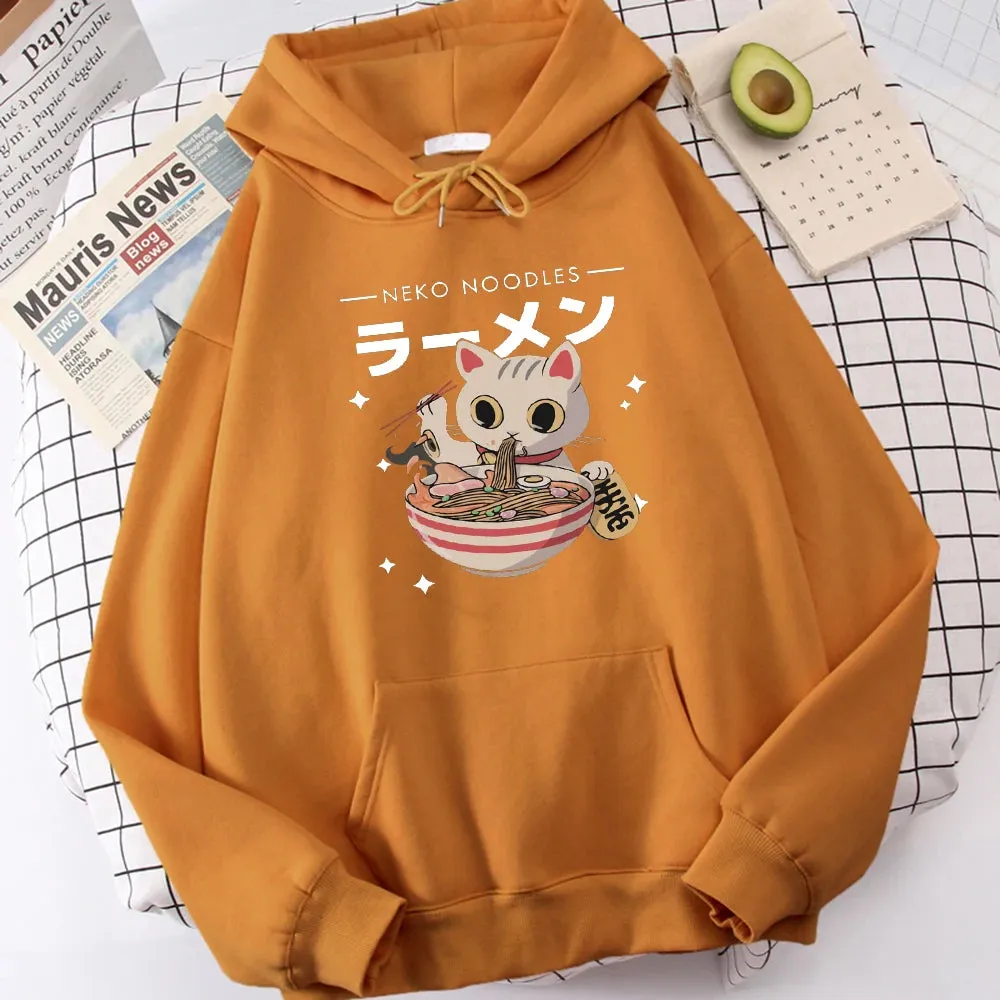 Harajuku Ramen Cat Hoodie