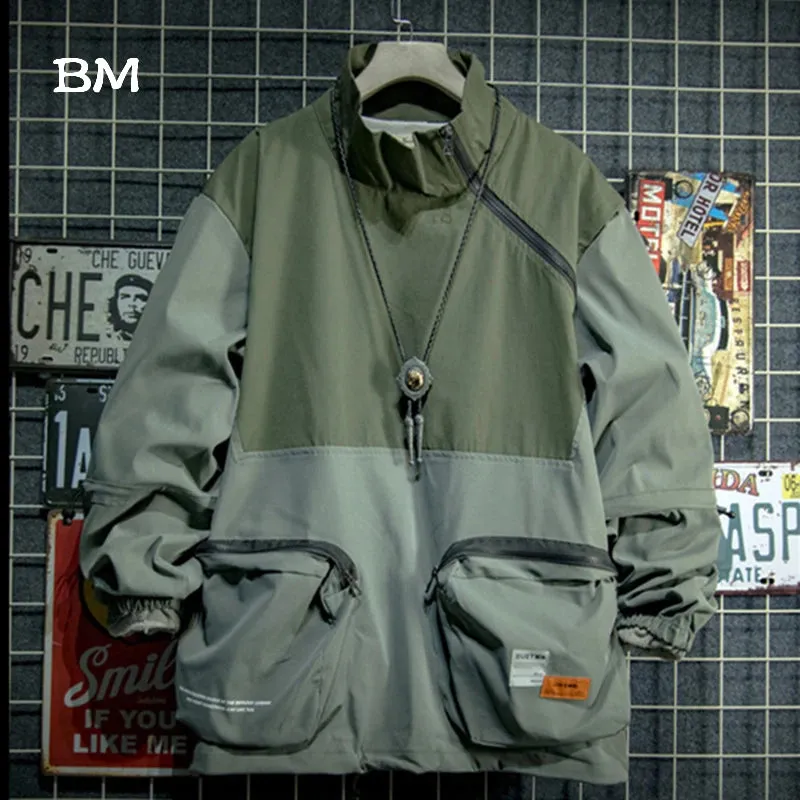 High Quality Splicing Pullover Streetwear Kpop Korean Style S Clothes Army Jackets