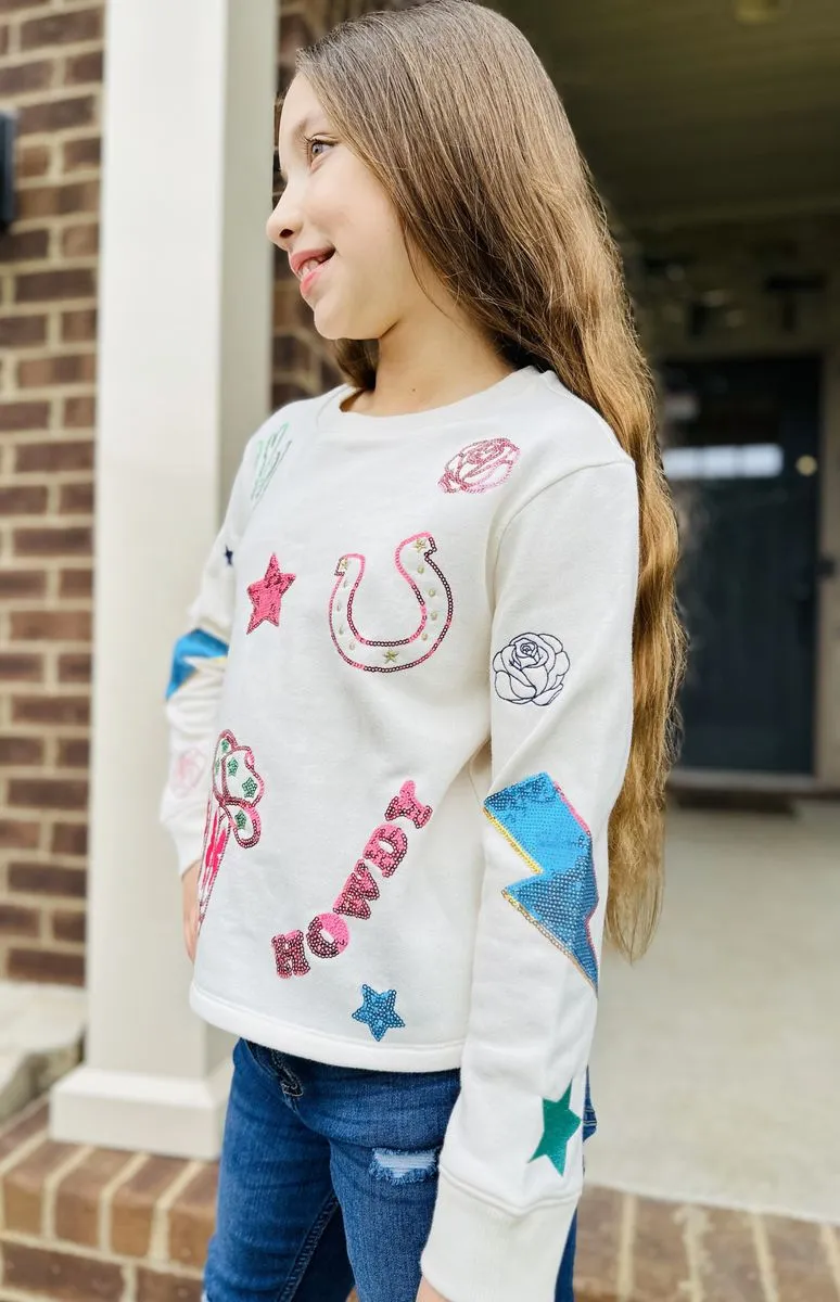 Howdy Sequins Embroidery Sweatshirt