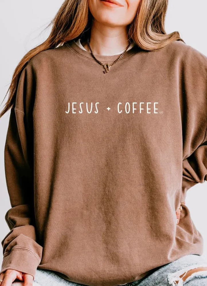 Jesus   Coffee Sweatshirt in Espresso by Never Lose Hope Designs