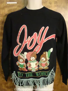 JOY TO THE WORLD 80s Bears Tacky Christmas Sweatshirt