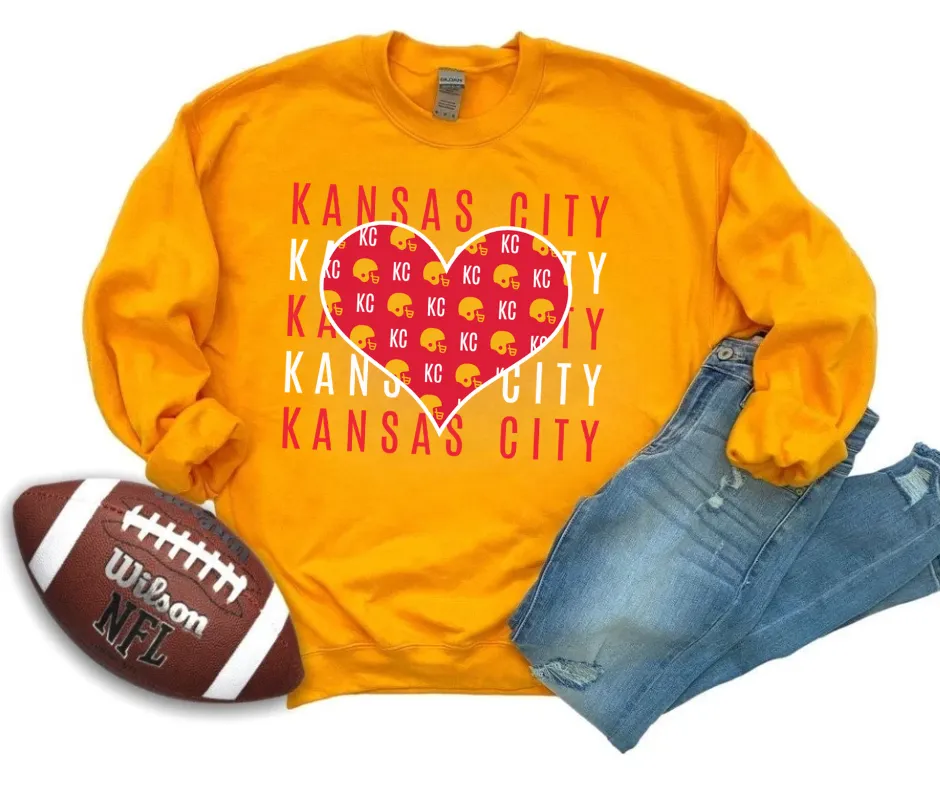 Kansas City Repeat Heart Gold Sweatshirt