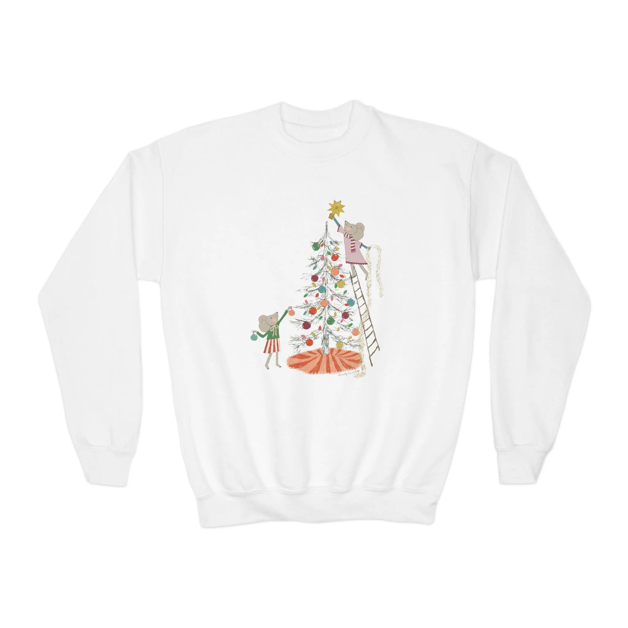 KIDS - Merry Mice Tree - Youth Crewneck Sweatshirt