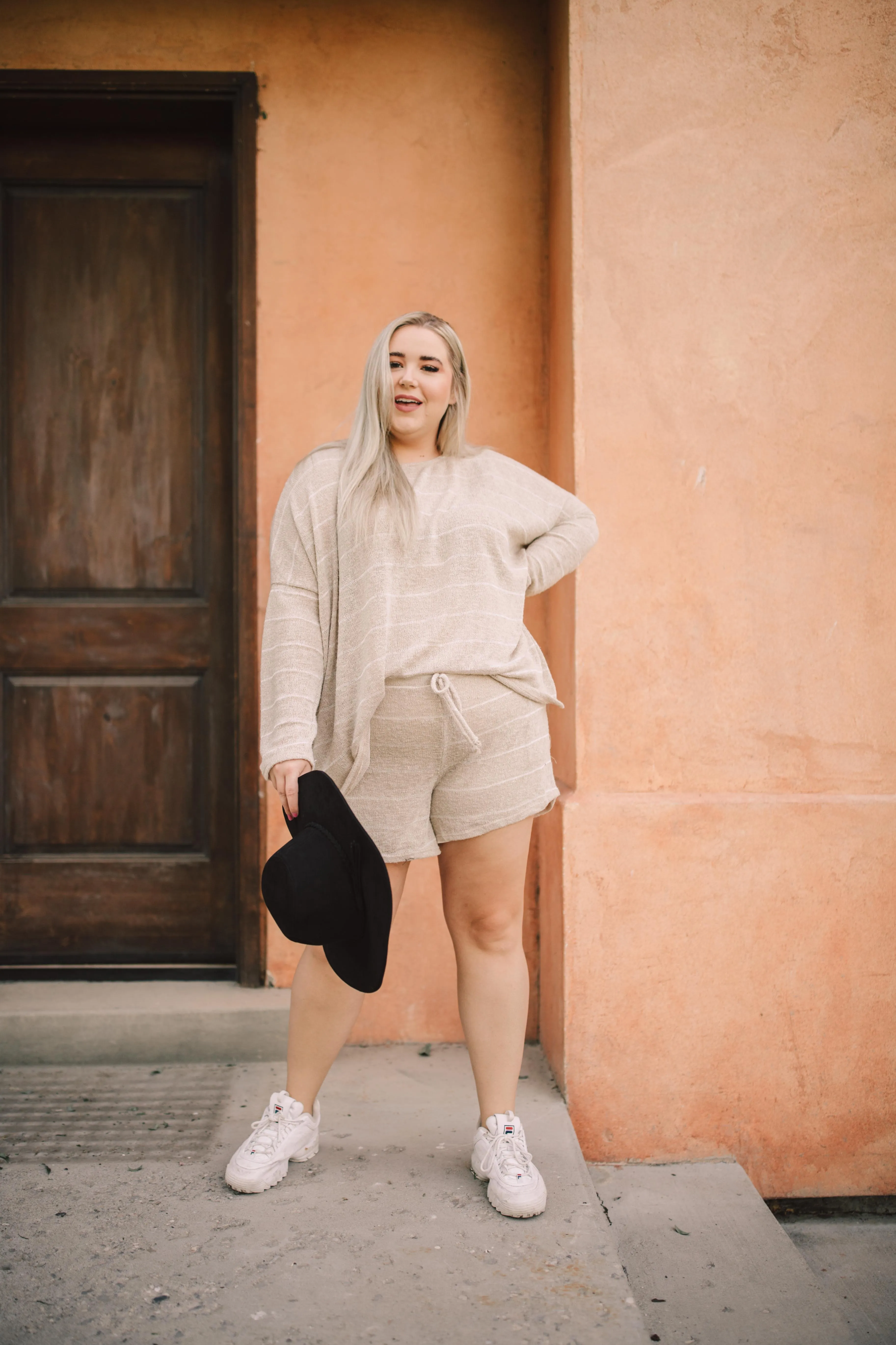 Lightweight Striped Pullover In Taupe - On Hand