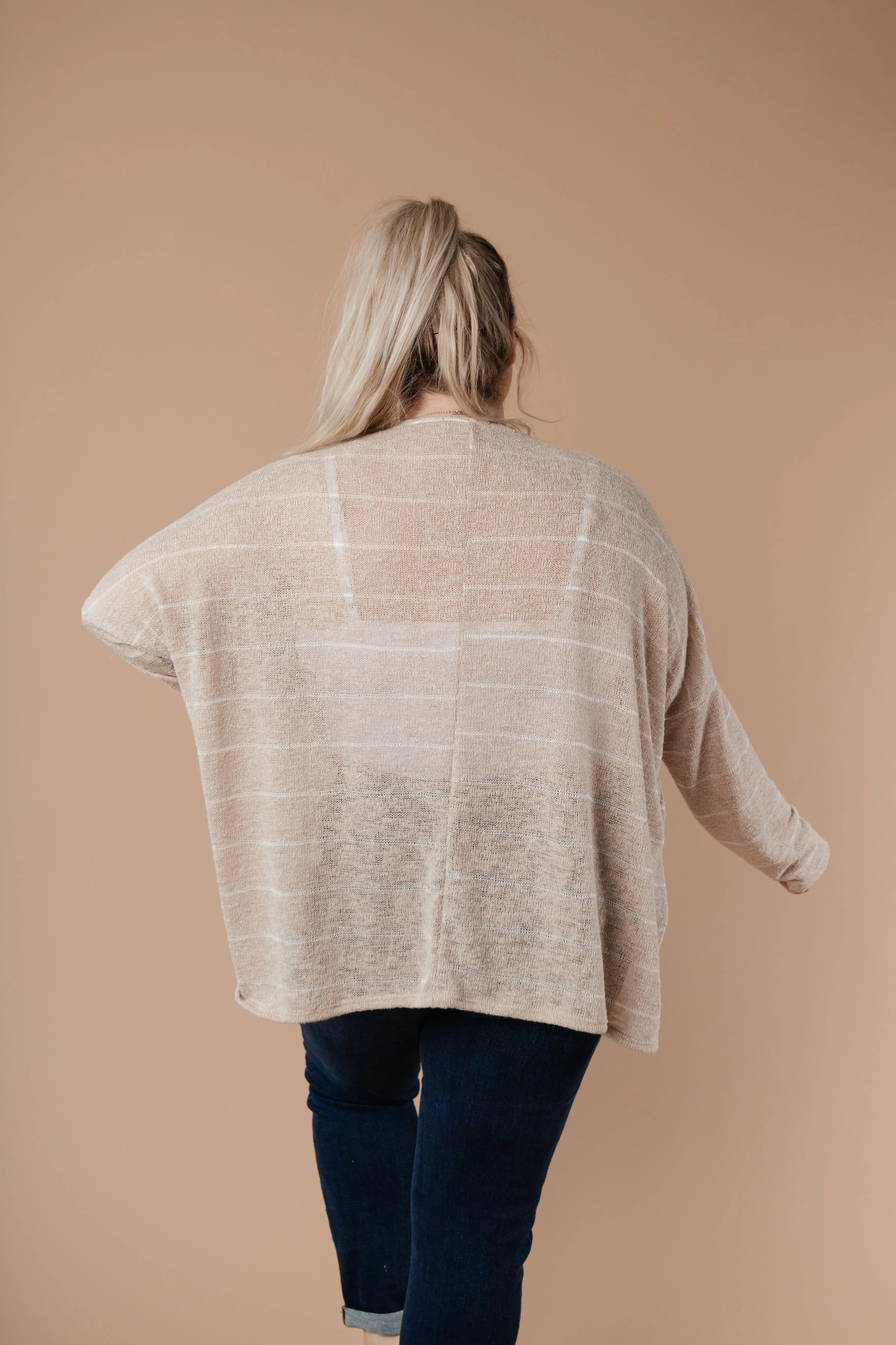 Lightweight Striped Pullover In Taupe - On Hand