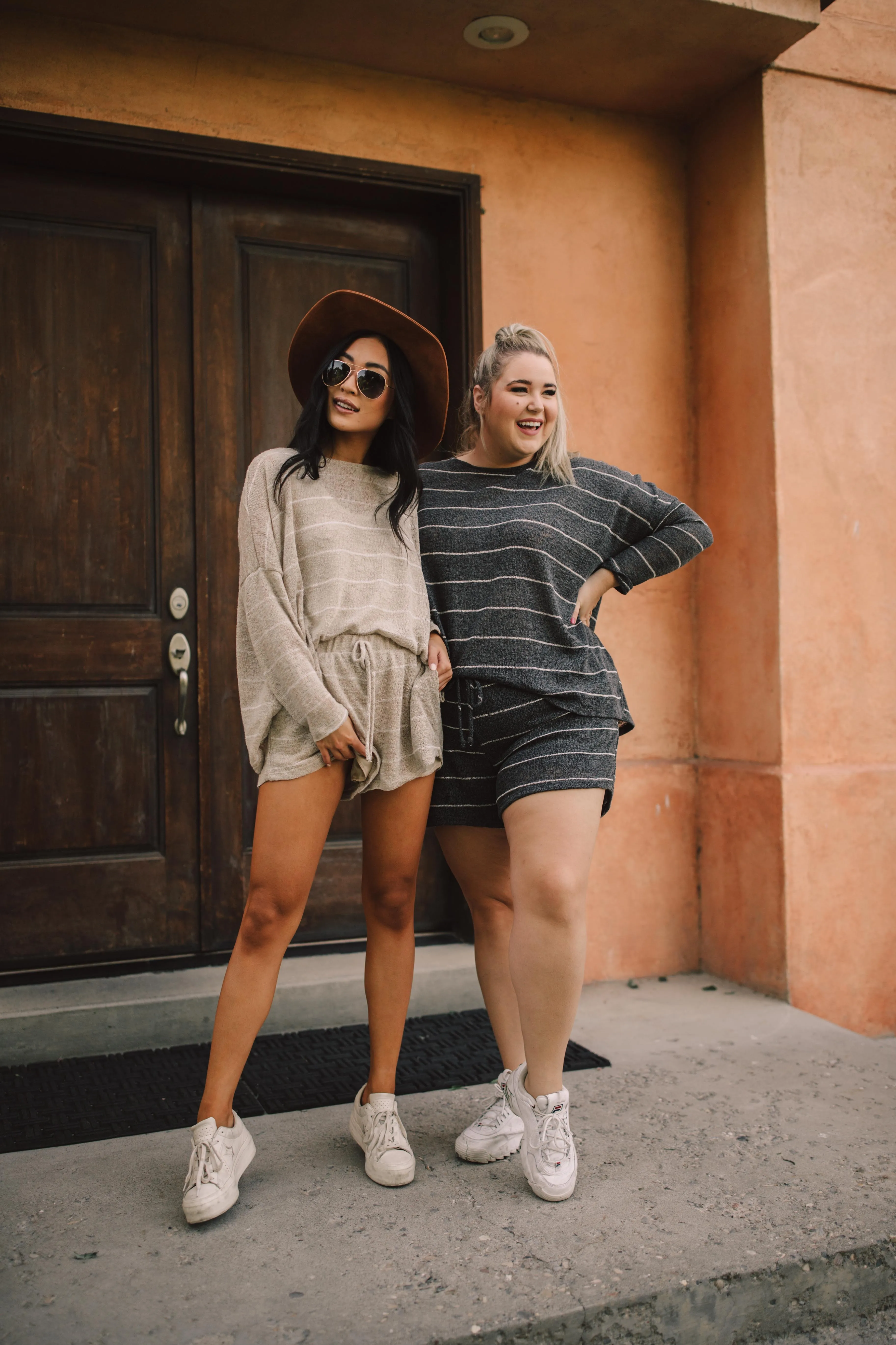 Lightweight Striped Pullover In Taupe - On Hand