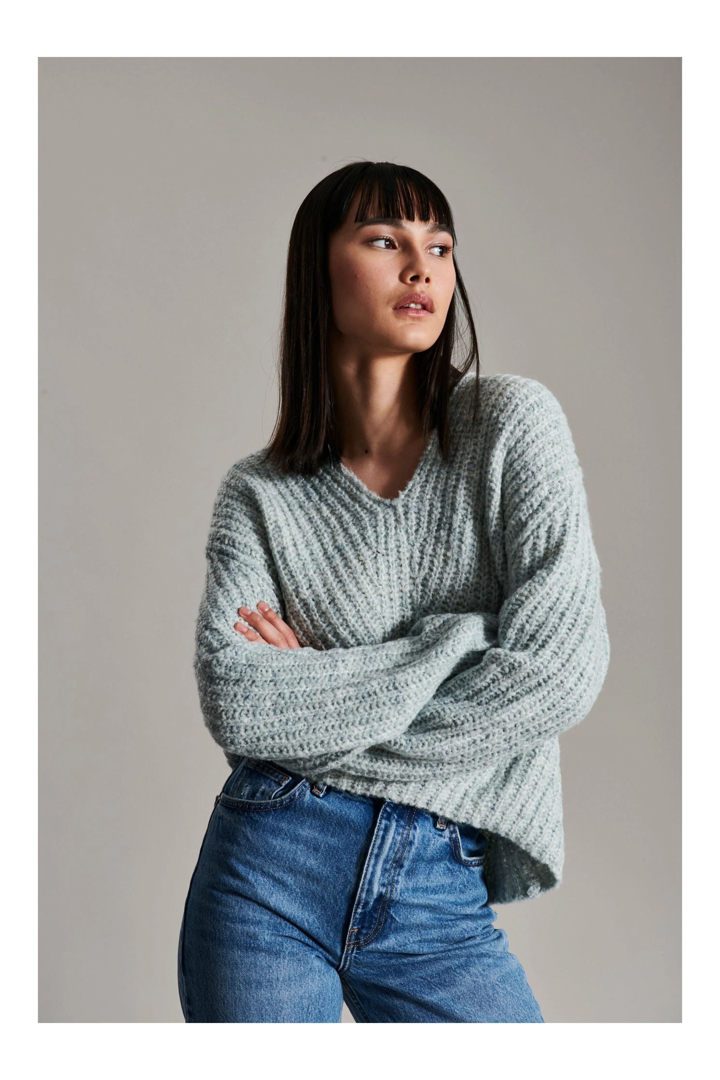 Line The Label Grace Sweater 7444DVF22 | Sea Breeze | Clearance Final Sale