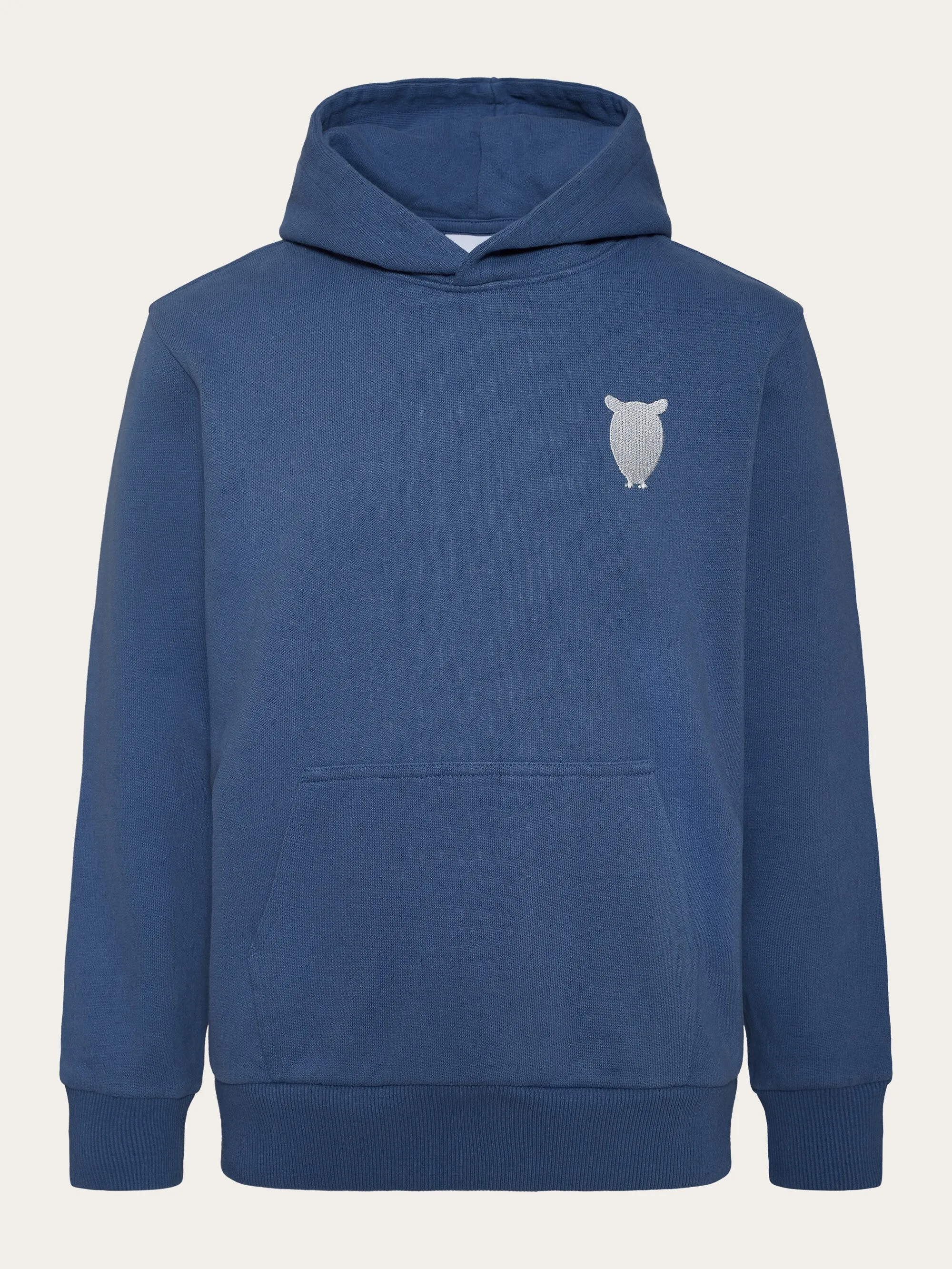 Loose fit hood sweat with logo embr - GOTS/Vegan - Moonlight Blue