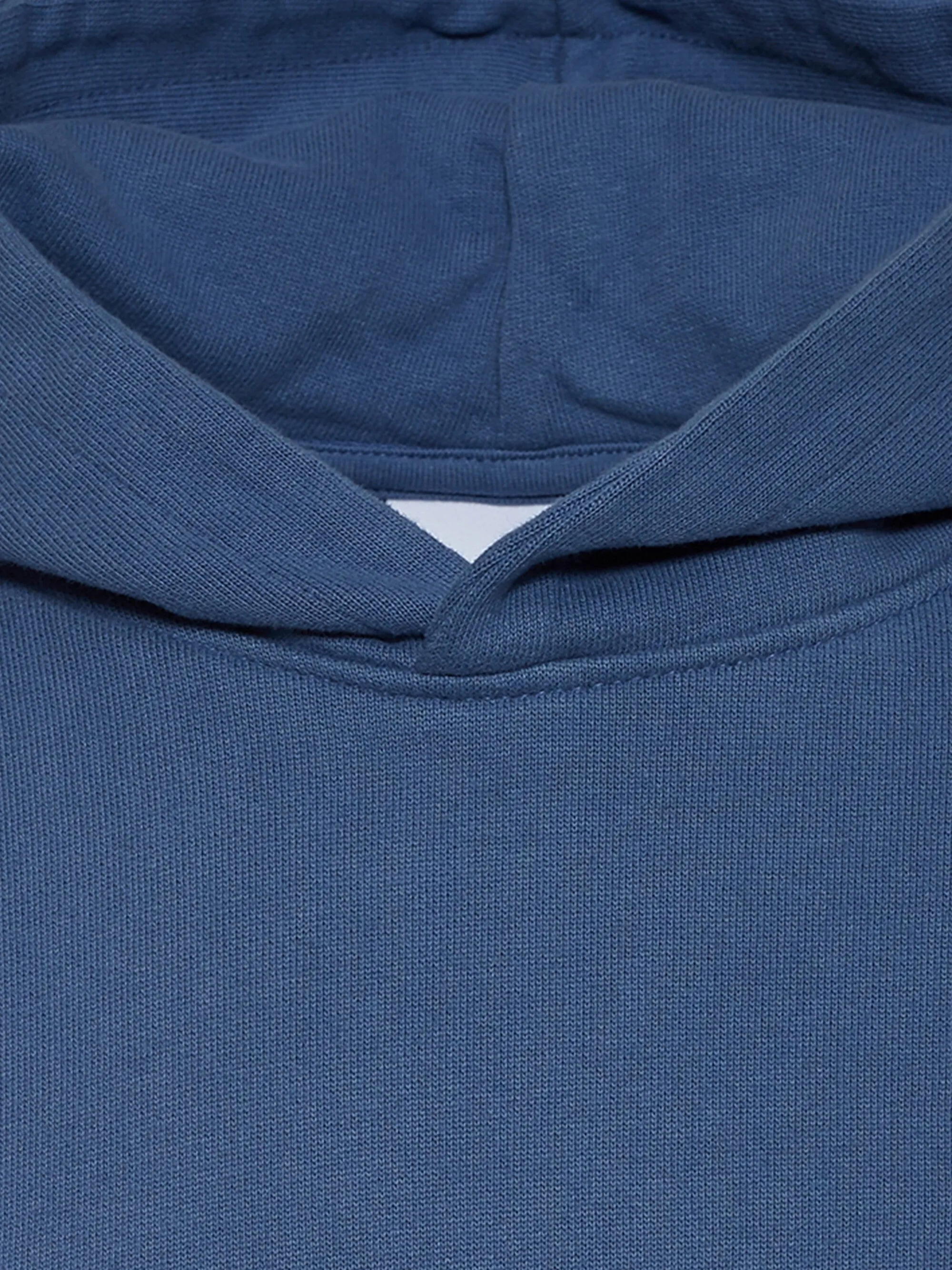 Loose fit hood sweat with logo embr - GOTS/Vegan - Moonlight Blue